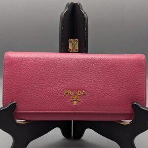 Prada Pink Vitello continental wallet WITH detachable card holder